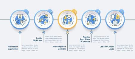 plantilla de infografía vectorial de consejos de impulso de autorregulación vector