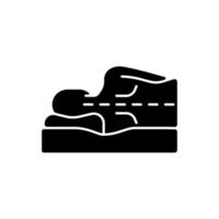 Correct sleeping position for spinal health black glyph icon vector