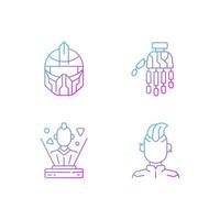 Human body cyberpunk augmentations gradient linear vector icons set