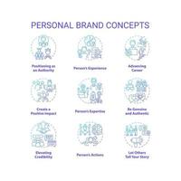 Personal brand navy gradient concept icons set