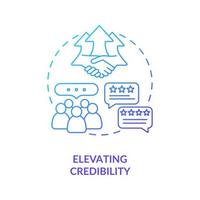 Elevating credibility navy gradient concept icon vector