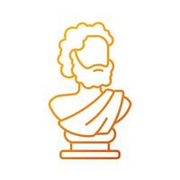 Icono de vector lineal degradado de estatua antigua. historia del Arte. escultura griega antigua. Busto de filósofo esculpido. símbolos de color de línea fina. pictograma de estilo moderno. dibujo de contorno aislado vectorial