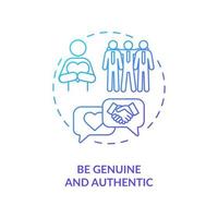 Be genuine and authentic navy gradient concept icon vector