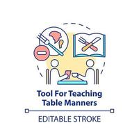 Tool for teaching table manners concept icon vector