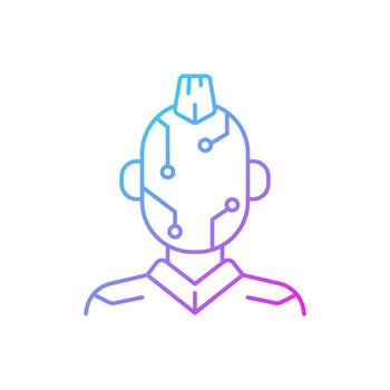 Face microcircuit gradient linear vector icon