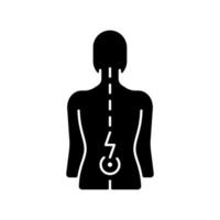 Lower back pain black glyph icon vector