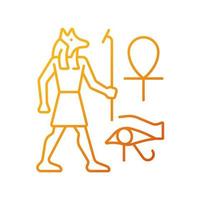 Egyptian wall drawings gradient linear vector icon. Mural painting. Reliefs. Depicting ancient egyptians. Thin line color symbols. Modern style pictogram. Vector isolated outline drawing