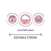 Loss of self control concept icon. Mental health issue. Burnout from work. Self regulation problems idea thin line illustration. Vector isolated outline RGB color drawing. Editable stroke