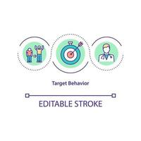 Target behavior concept icon. Personal growth and improvement. Goal achievement. Self control idea thin line illustration. Vector isolated outline RGB color drawing. Editable stroke