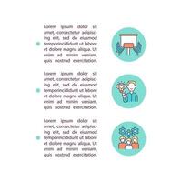 Business meeting and conference concept line icons with text. PPT page vector template with copy space. Brochure, magazine, newsletter design element. Teamwork linear illustrations on white