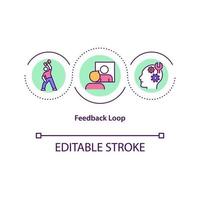 Feedback loop concept icon. Personal growth, skill improvement and development. Self control idea thin line illustration. Vector isolated outline RGB color drawing. Editable stroke