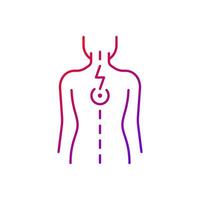 Pressure on spinal nerves gradient linear vector icon. Muscle spasms. Pain between shoulder blades. Numbness. Thin line color symbols. Modern style pictogram. Vector isolated outline drawing