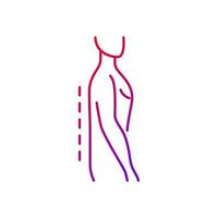 Flatback syndrome gradient linear vector icon. Losing normal curvature. Spine straight. Affecting stance and gait. Thin line color symbols. Modern style pictogram. Vector isolated outline drawing