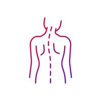 Spinal abnormalities gradient linear vector icon. Head tilt. Thoracic scoliosis. Muscle weakness. Radicular pain. Thin line color symbols. Modern style pictogram. Vector isolated outline drawing