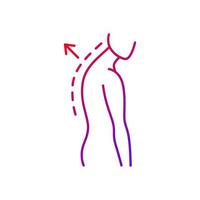 Thoracic kyphosis gradient linear vector icon. Prominent shoulder blade. Spinal disorder. Roundback, hunchback. Thin line color symbols. Modern style pictogram. Vector isolated outline drawing
