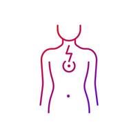Chest pain gradient linear vector icon. Affecting lungs and heart. Poor posture consequence. Muscle tightness. Thin line color symbols. Modern style pictogram. Vector isolated outline drawing
