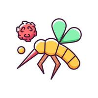 Insects RGB color icon. Dangerous poisonous bugs spread illnesses and diseases. Blood infection. Biological risk. Mosquito spread viruses. Isolated vector illustration