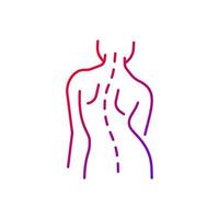 Scoliosis gradient linear vector icon. Sideways curve. Uneven hips and shoulders. Pinched nerves. Back pain, stiffness. Thin line color symbols. Modern style pictogram. Vector isolated outline drawing