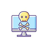 Computer not starting RGB color icon. Fatal system error. PC crash, software failure. Broken technology. Laptop problems. Tech support, repair service. Isolated vector illustration