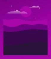 T-Shirt night in the mountains color purple and black vector