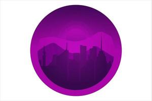 T-Shirt cities and mountains in purple and black vector