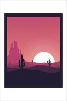 camiseta cactus del desierto por paisaje nocturno vector