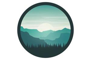 T-shirt forest green mountains landscape vector