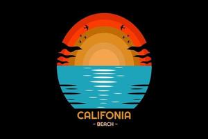 california beach color naranja y azul vector
