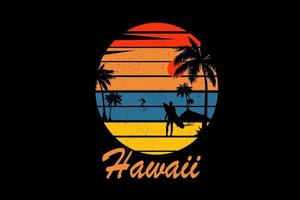 hawaii color naranja azul y amarillo vector