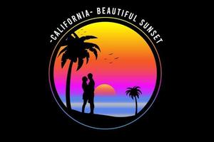 california beautiful sunset color yellow pink and blue vector