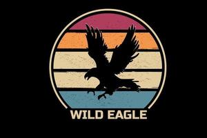 wild eagle color red orange and green vector