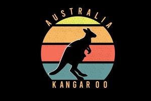 camiseta australia canguro color amarillo y naranja verde vector