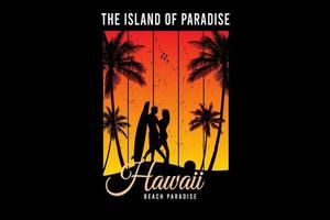 the island of paradise hawaii beach paradise  color yellow and orange vector