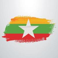 Myanmar flag brush vector