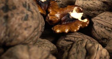 Close Up Pile Of Organic And Fresh Walnuts. Camera Moves Close Up Among Piles Of Fresh Walnuts. video