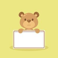 Cute Bear Holding Blank Text Board vector