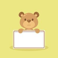 Cute Bear Holding Blank Text Board vector