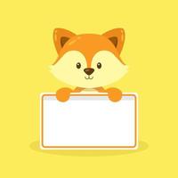 Cute Fox Holding Blank Text Board vector