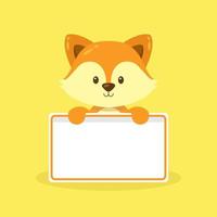 Cute Fox Holding Blank Text Board vector