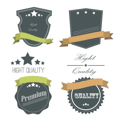 Collection of vintage labels and ribbons.