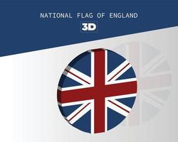 la bandera nacional 3d de diseño vectorial de inglaterra vector