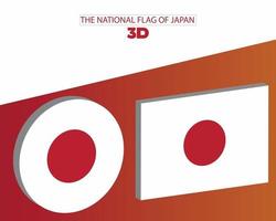 The national 3d flag of japan vector design