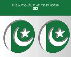 Pakistan happy independence day 3d flags vector