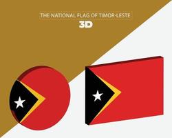 The national 3d flag of  timor-leste vector design