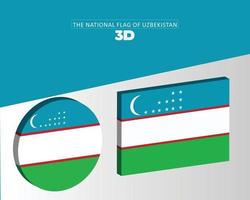 The national 3d flag of uzbekistan vector design