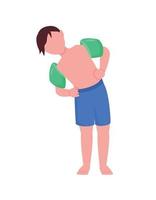 Boy with arm floaties semi flat color vector character