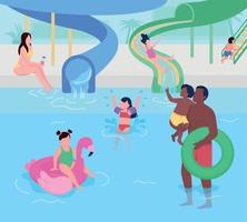 Water park for kids flat color vector illustration