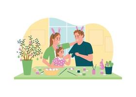 Painting easter eggs 2D vector web banner