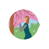 Spring blossom 2D vector web icon