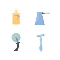 Household utensils flat color vector object set